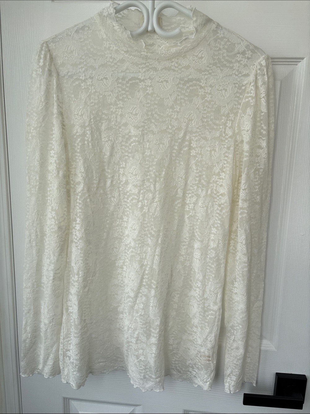 Intimately Free People Women’s Cream Lace Long Sleeve Blouse Transparent XL